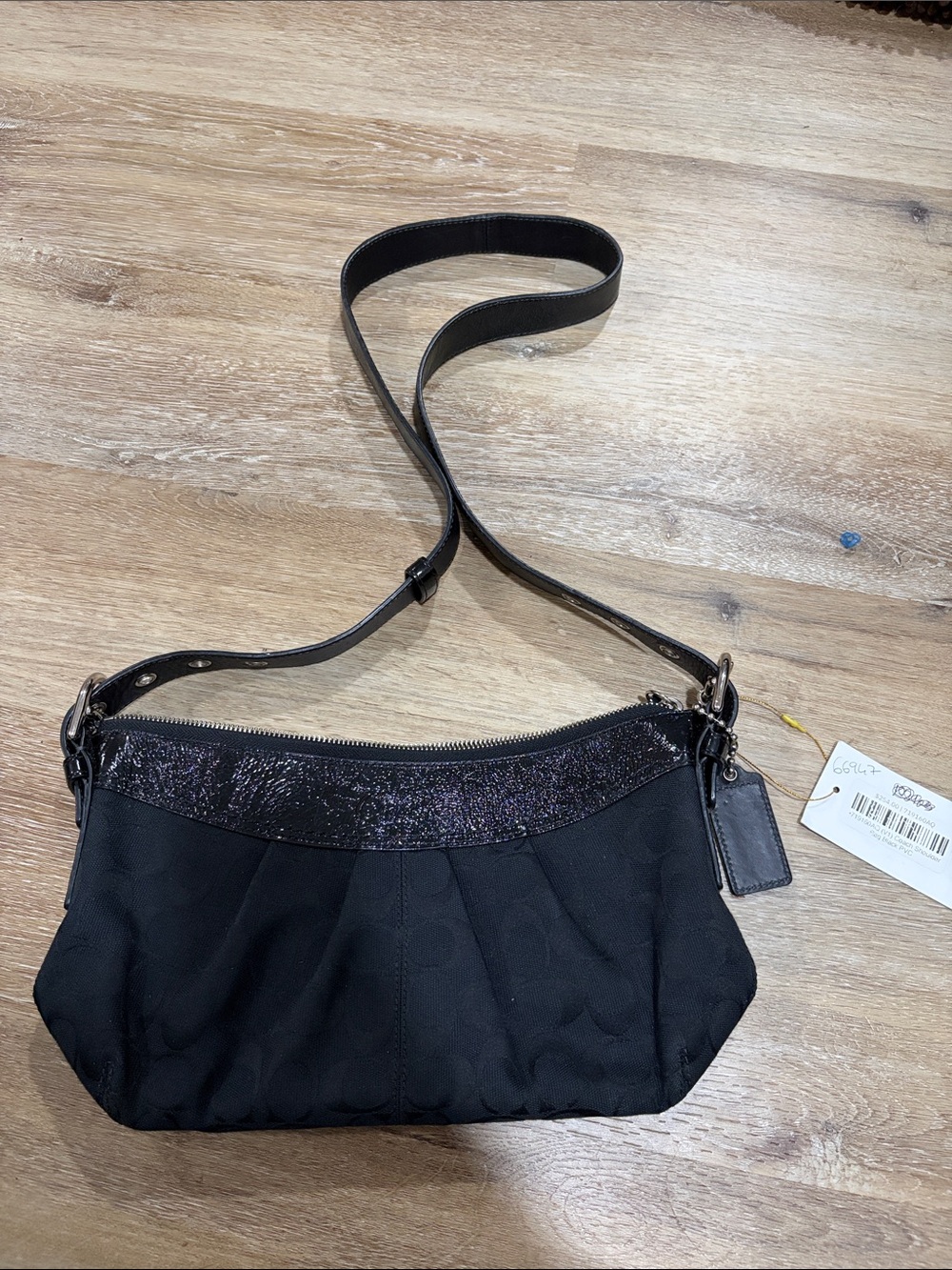 Black Women's Shoulder Bag with Subtle leather Trim